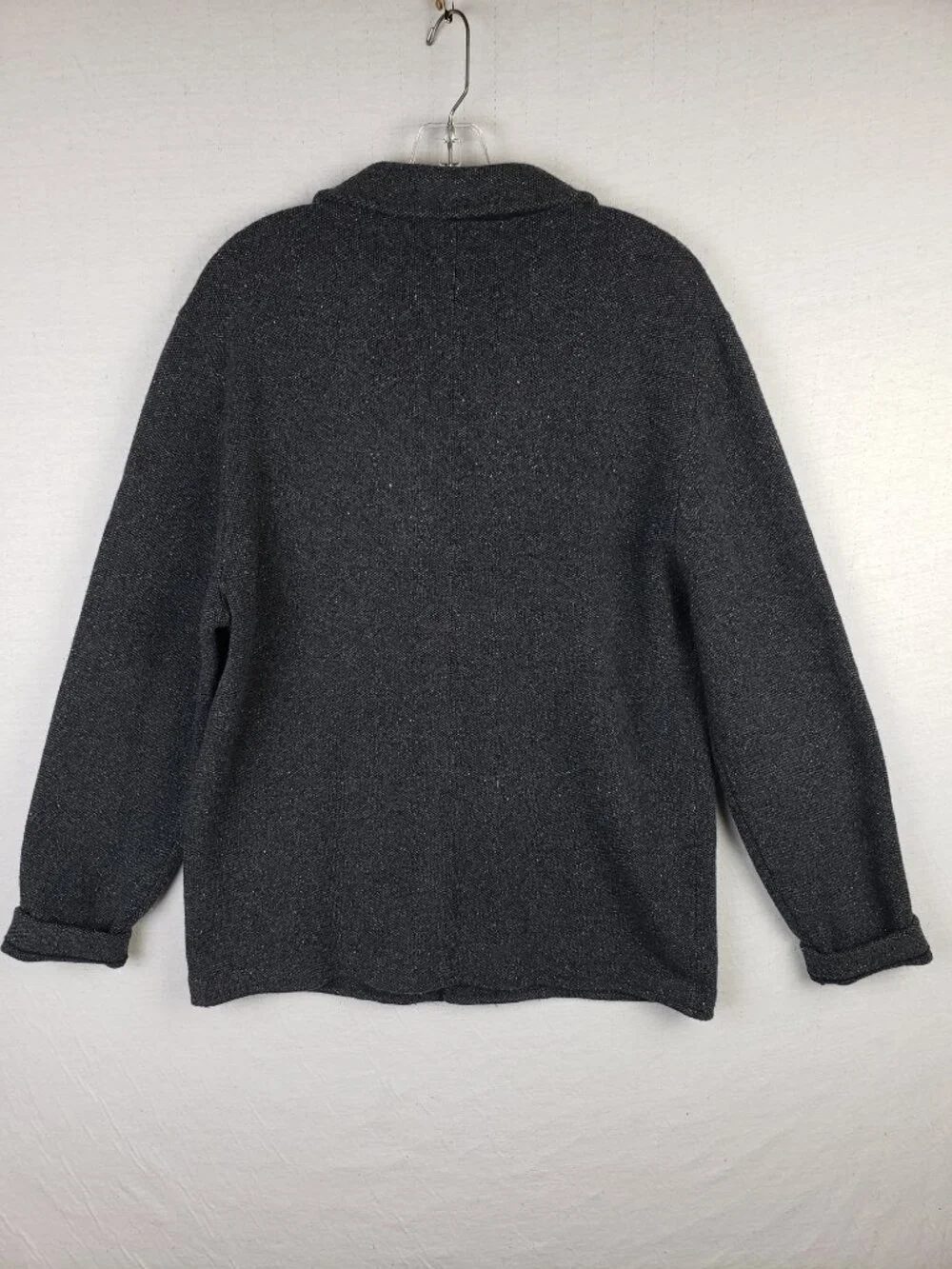J CREW Sweater-Blazer Wool Blend Donegal Birdseye Charcoal Gray size M Preppy